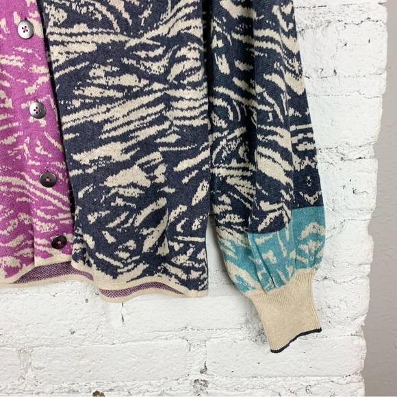 Nic + Zoe Animal Instincts Zebra Striped Sweater Button Front Cardigan Small - Picture 11 of 16